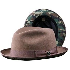 Levine Hats Men's 100% Wool Camo Bottom Fedora Hat (as1, Alpha, m, Tan, Medium)