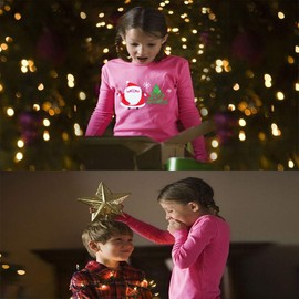 Tphon Girls Christmas Pajamas Toddler Boy Kids Holiday Pajamas Set Santa PJS Winter Sleepwear Children Clothes(Pink,12T)