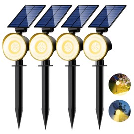 nipify 4 Pack Solar Lights Outdoor Waterproof, 53 LED Solar Spot Lights with 3 Modes Landscape Spotlights for Outside Garden Yard Trees, Warm White