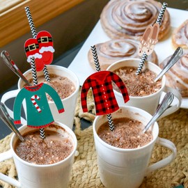 Big Dot of Happiness Christmas Pajamas - DIY Shaped Holiday Plaid PJ Party Cut-Outs - 24 Count