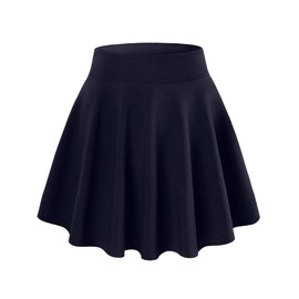 DJT Fashion Women's/Girls' Basic Solid Stretchy Skater Miniskirt with Shorts, Navy, XXL, navy