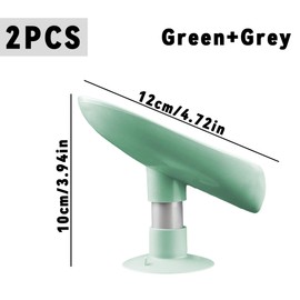 GroveEss 2PCS Leaf Shape Soap Dishes,Self Draining Shower Soap Bar Holders with Sunction Cup,Soap Saver Sponge Holder Soap Tray for Bathroom Shower Kitchen Sink