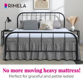 RIMELA Grey Bed Skirts with Split Corners Queen Size 18 Inch Drop,Elastic Bed Skirting Wrap Around, Easy to Install Dust Ruffles,Soft Fabric Machine Washable