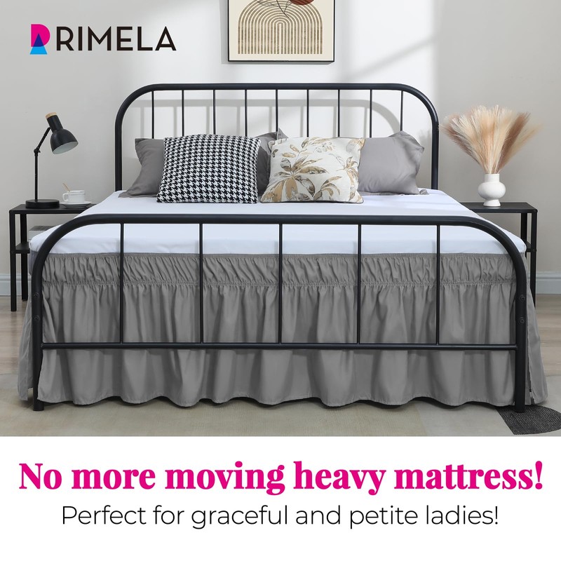 RIMELA Grey Bed Skirts with Split Corners Queen Size 18