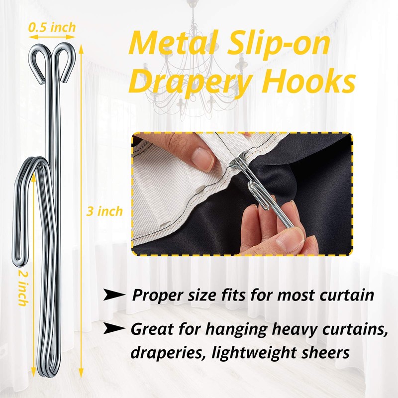 70 Pieces Metal Curtain Hooks Slip on Drapery Hook Shower