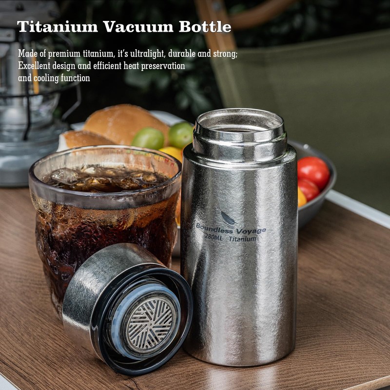 Boundless Voyage Ti3014D 280 ml Titanium Vacuum Flask Insulated Bottle