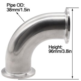 Aienxn 2PCS 1.5" Tube OD 304 Stainless Steel Sanitary Ferrule Elbow 90 Degree Pipe Fitting with 4PCS Silicone Gaskets Tri Clamp Sanitary Pipe Fitting