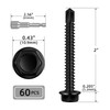 #12 x 2" Black Hex Washer Head Self Drilling Screw,