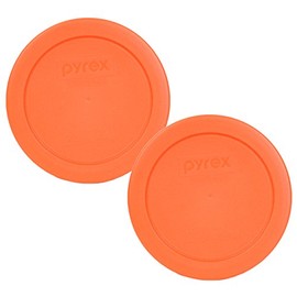 Pyrex Orange 2 Cup 4.5 Round Storage Cover 7200-PC for Glass Bowls - 2 Pack…