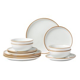 Service for 4 12 PCS Scratch Resistant Ceramic Dinnerware Set Includes Plates and Bowls Dishwasher & Microwave SafeQuantity: 12 PCS