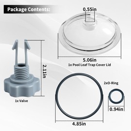 SF80110-1 Leaf Trap Cover Lid 5 inch Have O-Ring & Valve, Fit for Intex 12 Inch Sand Filter Pump (Pump Flow Rate: 2,100 GPH), NOT Fit for Intex 14 & 16 Inch (Rate:2,800 3.000 GPH) Sand Filter Pump