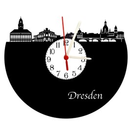 bigcopy e.K. Dresden Skyline Wall Clock with Dial, High-Quality Acrylic Glass Clock with Silent Quartz Movement, 3 mm Thickness