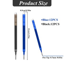 0.7 mm Erasable Gel Ink Pen Refills Compatible with Frixion Friction, Smooth Writing Multicolor Retractable Fine Point Pen Refill for School Office Home Art (Blue & Black, 24)