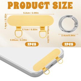 2 Pcs 2 Way Metal Phone Tether Tab Upgraded Double Buckle Hole Ring Cellphone Lanyard Patch Universal Phones Cases Strap Connector with Spring Rings Phone Charm Hook Phones Strap Replacement Part