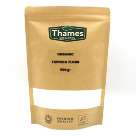 Organic Tapioca Flour - Non-GMO, Raw, Versatile, Vegan, Perfect for Baking and Thickening Sauces - Resealable Pouch for Freshness - Thames Organic 500g