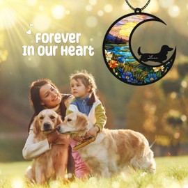 6'' Dachshund Long Hair Dog Memorial Suncatcher Custom Name Dog Breed Pet Ornament Window Car Hanging Sympathy Gift for Loss of Pet Passed Away Remembrance Gift for Dog Lovers SCD-B11-6-12