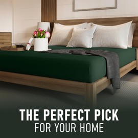 Homesperception Pure 100% Cotton Fitted Sheet – Comfy Stretch Fabric – Deep Pocket Fitted Sheet Wrinkle-Free (Hunter Green, Twin)