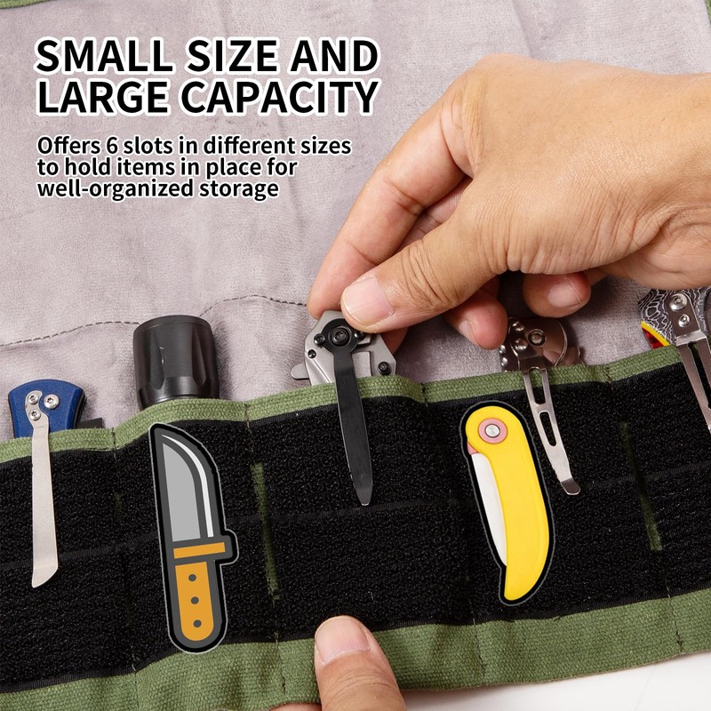 Baizoy Pocket Knife Display Bag,6 Slots with Pocket Knives, Folding