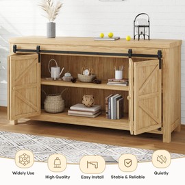 EaseLife 5 FT Mini Cabinet Bi-Folding Sliding Barn Door Hardware Track Kit for 4 Door,Easy Install,Slide Smoothly Quietly,Apply for Storage Window TV Stand and Other Shielding (No Cabinet)