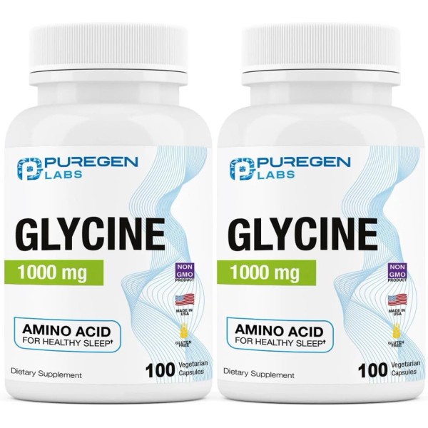Puregen Labs Glycine 1000mg [High Potency] 100 Vegetarian Capsules, 2