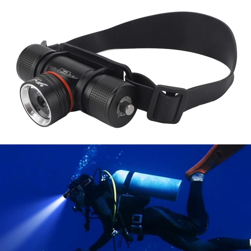 Diving Headlamp Flashlight IPX68 Waterproof Super Bright 1200LM 3 Light