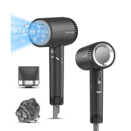 Colorsmoon Hair Dryer, 100,000 RPM High-Speed Brushless Motor Negative Ionic Blow Dryer for Fast Drying, Compact Low Noise No Heat Damage Hair Dryer with Diffuser and Nozzle, Perfect for Travel/Gift