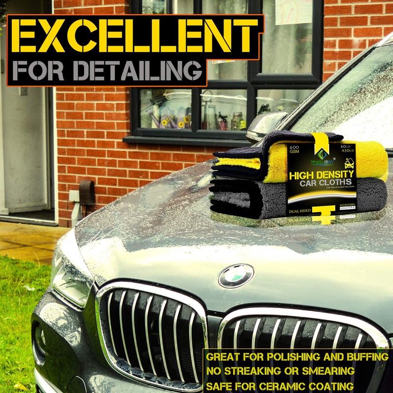 Towelogy Microfibre Car Cleaning Cloths 800gsm High Density CHEMICAL FREE