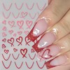 6 Sheets Heart Love Nail Art Stickers Glitter Shiny Love