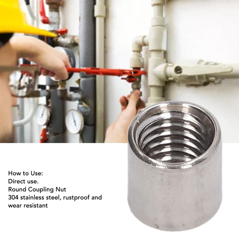 50Pcs Coupling Nut Round 304 Stainless Steel Rod Connector Nut