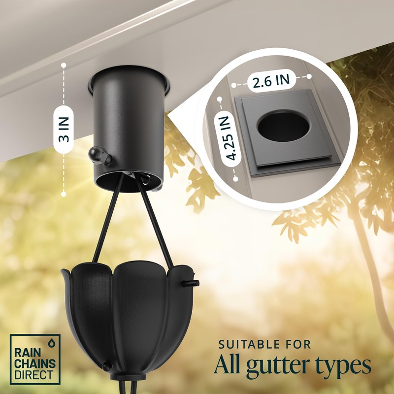 Rain Chains Direct - Rain Chain Gutter Adapter/Installer in Black
