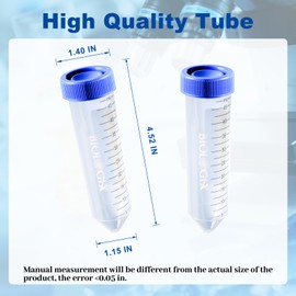 CryoKing 50ml Conical Centrifuge Tubes, 25Pcs Sterilisation Polypropylene Test Tubes, Tubes with Plug-Seal Screw Caps, Plastic Container Bulk Packaged, Non-Pyrogenic, DNase/RNase Free