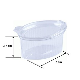 Limera Clear Plastic Hinged Containers with Lids, 100 Count, Disposable Sauce and Jello Shot Boxes (1.7, Ounces), Transparent