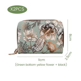 2 Pieces of Floral Coin Wallet, Id Card Certificate Bag, Multi-Function Storage Bag, Simple and Fashionable Card Clip Bag for Women, and Convenient Travel Printed Storage Bag.