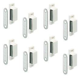 Magnetic Door Magnetic Lock White Plastic Includes Metal Counterpart Furniture Catch with Holding Force 3-4 kg Made in Germany Pack of 8 Furniture Magnets for Balcony and Cabinet Doors and Much More
