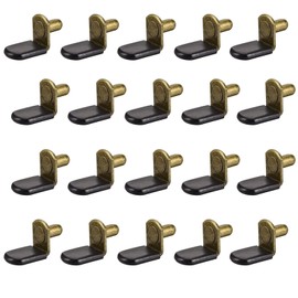 TOP-VIGOR 6mm Shelf Support Peg, 20Pcs L-Shaped Support Bracket Pegs with Hole for Cabinet Wardrobe Furniture Closet Shelf with Rubber Sleeve
