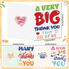 Abilat 3 Pcs Big Thank You Cards 14.3 x 22 Inch Giant Thank You Greeting Cards Large Gratitude Greeting Notes for Thanksgiving Teacher Day Nurses Week Wedding Birthday Party Gifts