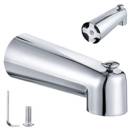Enhon 7 Inch Slip on Tub Spout with Diverter, Compatible with Moen 3839/Moen 3853 Tub Spout, Tub Diverter Spout Fits 1/2" Copper Water Tube(5/8" Diameter), 5/32" Hex Wrench (Polished Chrome)