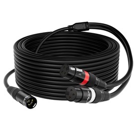 Mygatti XLR Splitter Y-XLR Cable 100 FT, Gold-Plated 3-Pin XLR Male to Dual XLR Female Patch Y Cable, Bi-Directional Balanced Microphone Adapter Cord, Long 1 XLR to 2 XLR Cable, Oxygen-Free Copper