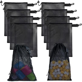 Riuog 10 PCS With Clips Mesh Drawstring Bags, Portable Nylon Storage Bags for toy,Sports Storage,Outdoor activities etc. (7.9x11.8in)