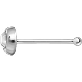 PIERCINGLINE 925 Sterling Silver Nose Piercing | Round Crystal | Piercing Nose Stud | Choice of Colours, Silver, Cubic Zirconia