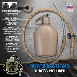 Hydration Tube Covers USGI Military 1QT Canteen Drink Tube - Straw Kit - Coyote Brown