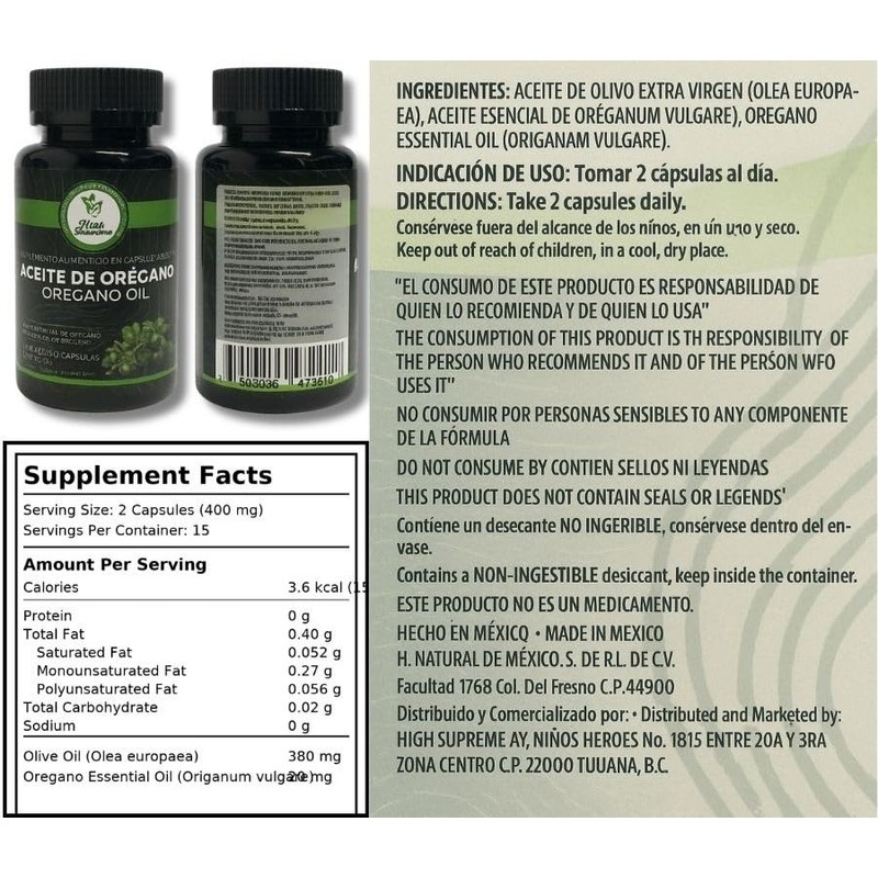 HIGH SUPREME Oregano Oil Capsules – 60 Capsules (500 mg