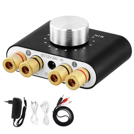 QWORK® Mini Amplifier Bluetooth, Digital Power Amplifier HiFi Stereo Amplifier 50 W × 2, Bluetooth Amplifier for Speakers