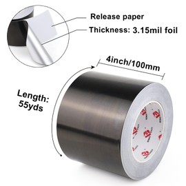 BOMEI PACK Black Aluminum Tape,Black Foil Tape HVAC Sealing & Patching Hot Cold Air Duct Tape Aluminum Foil Tape for Pipe, Metal Repair, HVAC, Air Ducts, Insulation (4 Inch)