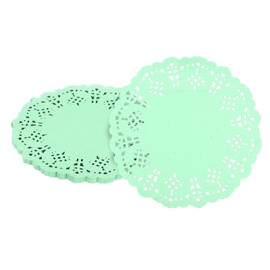 sourcing map 100pcs Paper Doilies, 5.5 Inch Lace Paper Doilies, Disposable Paper Placemats for Cakes Table Plate Crafts Party Weddings Tableware Green