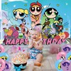 Girls of Powerpuff Birthday Party Backdrop Photo Background Cartoon Girls