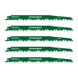 RRRST 5-Piece Reciprocating Saw Blades Wood, 240 mm 5TPI Reciprocating Saw Blades for Cutting Firewood, Wet Wood, Raw Wood, Softwood, Greenwood, for Cutting Roots, Simple and Durable
