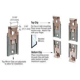 CRL Nickel Plated Adjustable Mirror Clip Set for 1/4" Beveled Mirror by CR Laurence