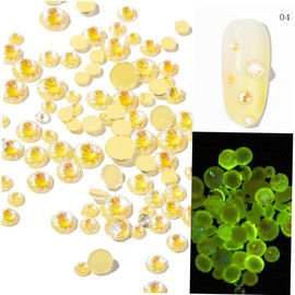 BIUDECO 6bags Nail Resin Gems for Nail Art Fluorescent Flat Bottom Manicure Decoration for Elegant for Manicure