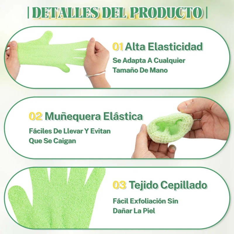 12pares Guantes Exfoliantes Ducha Baño Body Spa Fibra Unisex